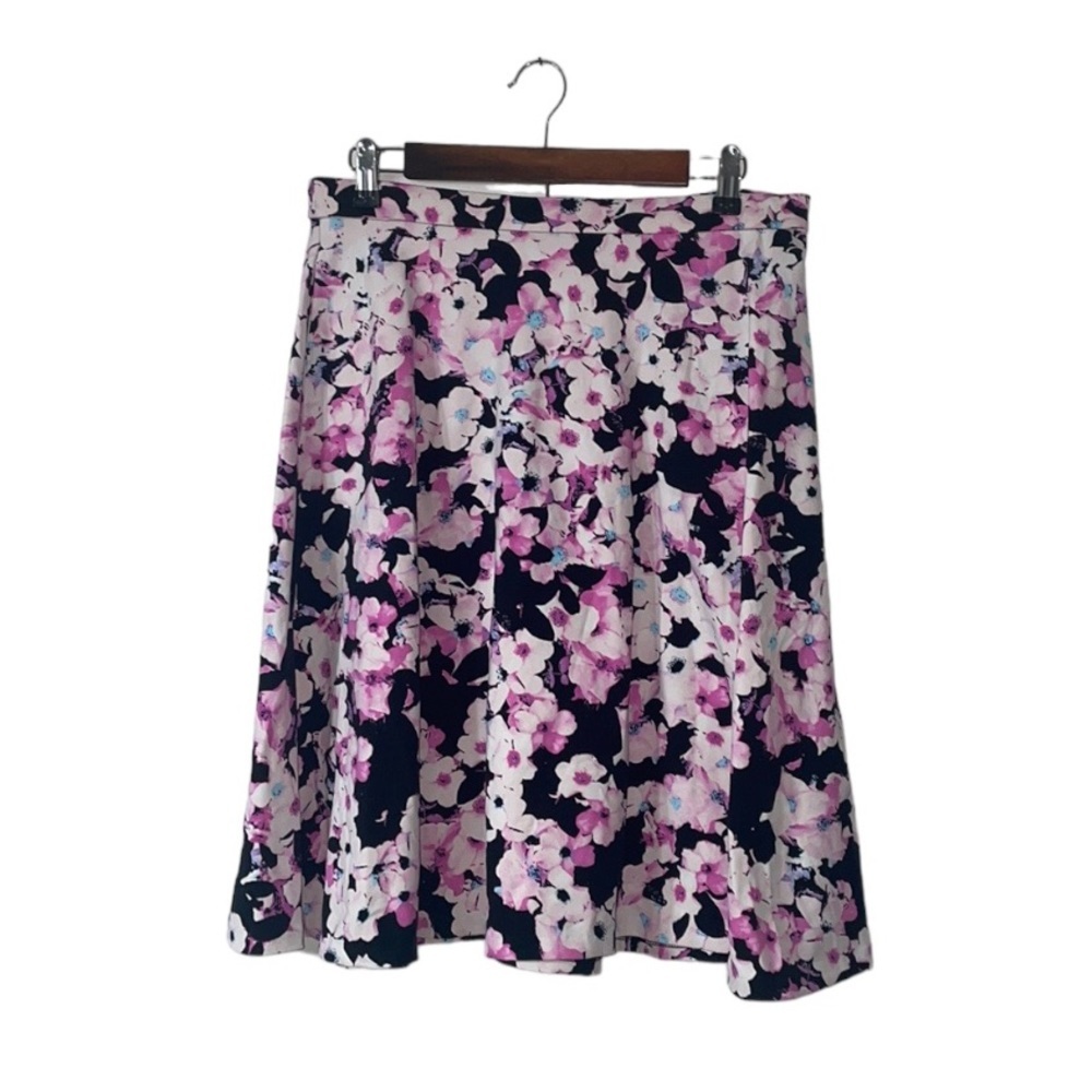 Adrienne Vittadini Pink Floral Midi Skirt Ditsy 90s Y2K Pockets Large